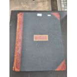 A large and fine Victorian scrapbook, silk pages with red needlework edging and covered with cut 18t