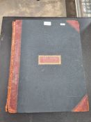 A large and fine Victorian scrapbook, silk pages with red needlework edging and covered with cut 18t