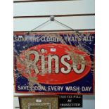 An old Iron enamelled sign for 'Rinso', 61cm x 46cm