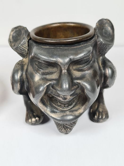 Early 20th Century grotesque ink well, laughing face and feet, complete with liner; together with a - Image 2 of 8