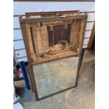 A reproduction Roman style mirror, pictures and prints