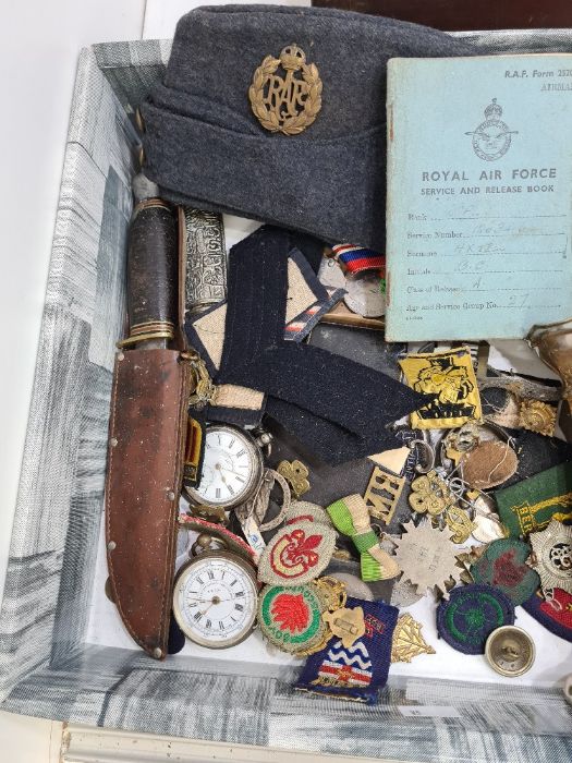 A mixed lot mainly military related items to include a World War II era RAF hat and service book, me - Image 2 of 3