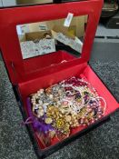 Jewellery box containing various vintage and modern costume jewellery and box of similar