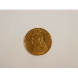 22ct yellow gold half Sovereign, dated 1892, Victoria Jubilee head and shield back