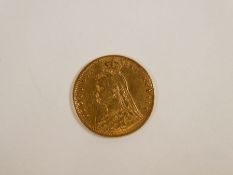 22ct yellow gold half Sovereign, dated 1892, Victoria Jubilee head and shield back
