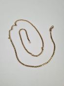 9ct gold herringbone chain, AF, twisted, marked 375, 145cm, approx 6.42g