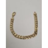 9ct yellow gold curblink bracelet, with lobster clasp, 20cm, marked 375, approx 23.5g
