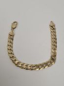9ct yellow gold curblink bracelet, with lobster clasp, 20cm, marked 375, approx 23.5g