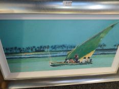Rolf Harris, a limited edition signed print titled fishing Felucca 73/195
