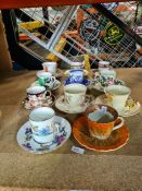 Eleven various coffee cups and saucers including Shelley and Royal Crown Derby examples