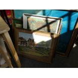 A quantity of pictures including a 1960s painting by Frank Bayley