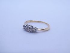 18ct yellow gold diamond trilogy ring, in rubover setting, approx 0.25cts size N, marked 18ct, Birmi