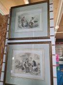 Four similar French coloured prints of figures and animals, and sundry pictures