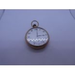 Antique 9ct gold cased pocket watch with white enamel dial and subsidiary seconds, case and dust cov