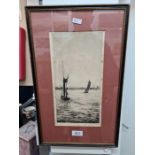 An early 20th Century etching of boats by Johnstone Baird and one other etching by Edward Sharland o