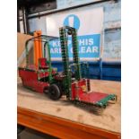 Three scratch-built Meccano models of Double Decker, motor car and Forklift