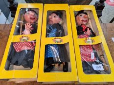 Three Pelham Puppets, boxed, all Witches
