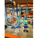 A selection of Murano style glass depicting Fish, Clowns, etc