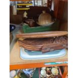 A Burmese carved table, mixed stoneware items and sundry