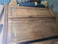An early 20th Century, Ash two door wardrobe having brass decoration (reduced)