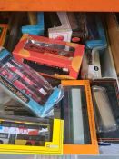 Two boxes of Diecast buses and similar mainly Corgi and EFE