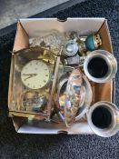 A small quantity pf silver plated items and a Schatz anniversary clock