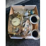 A small quantity pf silver plated items and a Schatz anniversary clock