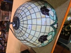 A large leaded Tiffany style ceiling lamp