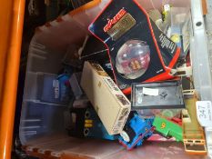 A large selection of vintage toys, etc including Tri-ang, boxed die cast, etc
