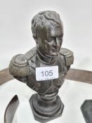 A Russian military belt, a bronzed bust of Napoleon and a figural lighter