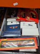 Two boxes of die-cast vehicles, Britains figures etc