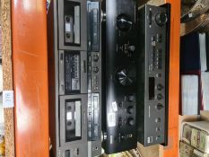A Nad Stereo Receiver, a Denon Amplifier, a Technics Cassette Deck and a pair of Turbo Sound speaker