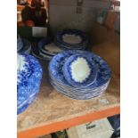 A quantity of early 20th Century blue and white dinnerware, Dundee pattern