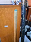 A vintage one piece Snooker cue, by Frank Cox, Southampton, in metal case