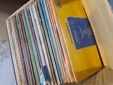 Two boxes of vinyl LP records, mainly 50s and 60s