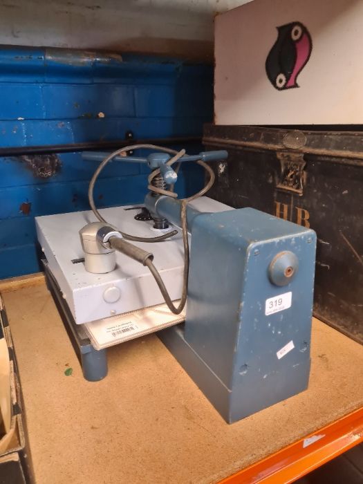 A vintage dry mounting press, a steel deed box and one other - Image 2 of 5