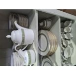 A selection of Royal Doulton Roundelay pattern, dinner plates, coffee set, milk jugs, etc, coffee cu