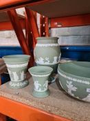 A quantity of green and blue Wedgwood Jasperware items