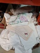 A quantity of vintage linen and similar