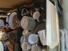 A large selection of boxes of china, glassware and thimbles - a large quantity
