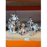 Five Studio pottery figures including Od Bod guardian of animals, some stamped SV