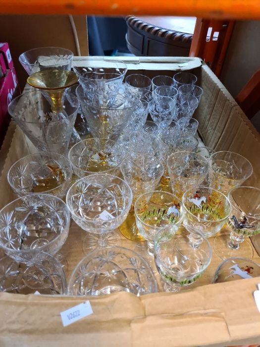 A tray of drinking glasses