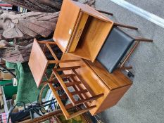 A Tapley wall unit having fitted interior, a Chippy telephone seat and two other items