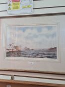 A pencil signed print of The Round Tower at Portsmouth Harbour and one other smaller pencil signed p