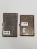 Two engine turned cigarette cases of rectangular form and one having gilted interior. One hallmarked