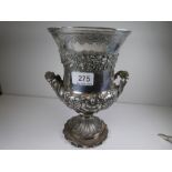 A late 18th Century, attractive silver Georgian Campana shaped vase, very large in style, having hea