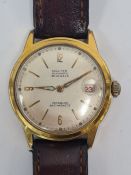 Baume; a vintage gents gold plated Baume automatic wristwatch with champagne dial, baton markers, nu