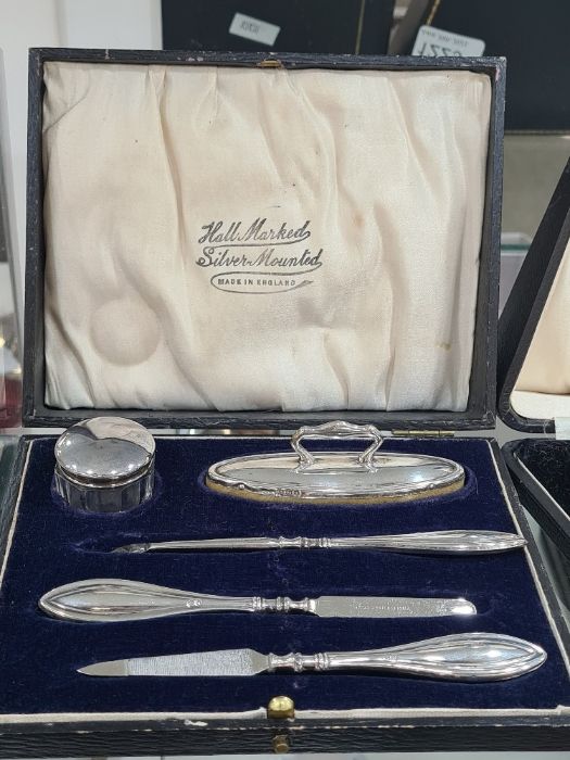 Two cased silver manicure sets, one by Elkington and Co Ltd., Birmingham 1927, also with a five piec - Image 2 of 5