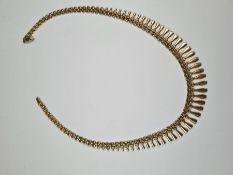 9ct yellow gold 'Cleopatra' style fringe necklace, 42cm, approx 16.1g