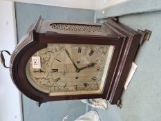A Georgian style early 20th Century bracket clock with striking mechanism, the silvered dial marked